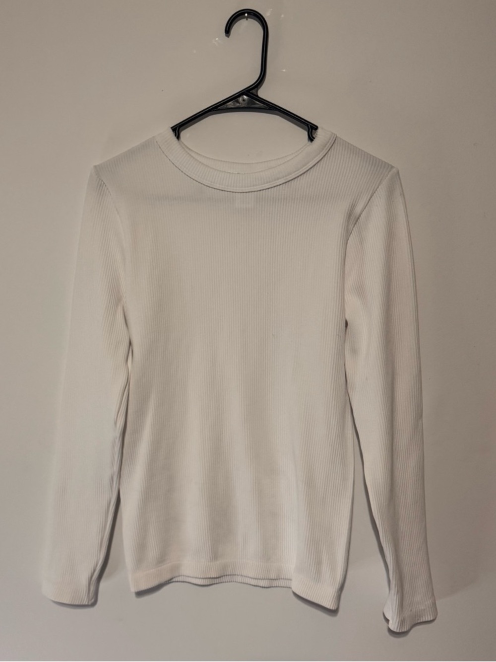 T.J.Maxx White Ribbed Long-Sleeve Crew Top